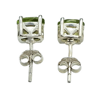 Load image into Gallery viewer, Peridot Stud Earrings, Sterling Silver, Oval Shaped, Prong Set, August Birthstone, Protection Gemstone - GemzAustralia 