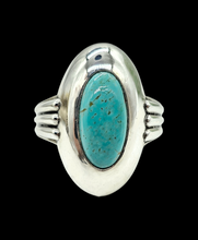 Load image into Gallery viewer, Blue Turquoise Ring, Size 8.25, Sterling Silver, Oval Shaped, Protection Stone, Love Rock, December Birthstone - GemzAustralia 