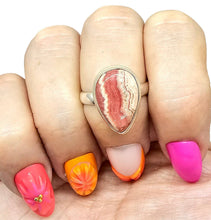 Load image into Gallery viewer, Pear Rhodochrosite Ring, Size 8.5, Sterling Silver, Rosa Del Inca Gemstone, Raspberry Pink Crystal, Compassionate Heart Stone
