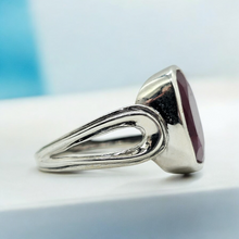Load image into Gallery viewer, Cushion cut Ruby Ring, Size 9, 40th Anniversary Stone, 12 carats, Sterling Silver, July Birthstone, Energy Stone - GemzAustralia 