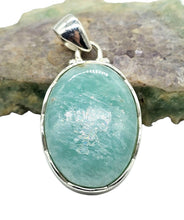 Load image into Gallery viewer, Peruvian Amazonite Pendant, Sterling Silver, Natural glowing seafoam blue green colour, amazing natural Gemstone - GemzAustralia 