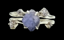 Load image into Gallery viewer, Raw Tanzanite Constellation Ring, Size 8, December Birthstone, Sterling Silver, Rough Tanzanite, Artisanal Piece - GemzAustralia 