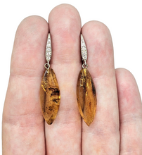 Load image into Gallery viewer, Amber Earrings, Mexican Chiapas Amber, Sterling Silver, Marquise Shape, millions of years old, Fossilized Tree Resin - GemzAustralia 