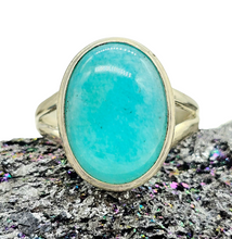 Load image into Gallery viewer, Peruvian Amazonite Ring, Size Q1/2, Sterling Silver, Natural glowing seafoam blue green colour, amazing natural Gemstone - GemzAustralia 