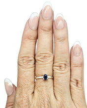 Load image into Gallery viewer, Australian Blue Sapphire Ring, Size 8, Sterling Silver, Oval Faceted, 1.2 carats, September Birthstone, Wisdom Stone