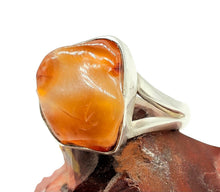 Load image into Gallery viewer, Rough Carnelian Ring, Size 8.5, Sterling Silver, Orange Gemstone, Artist's Stone, Confidence Stone, Raw Gem