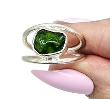 Load image into Gallery viewer, Raw Chrome Diopside Ring, Size 7, Siberian Emerald Gem, Sterling Silver, Holds Mysteries of the Universe - GemzAustralia 