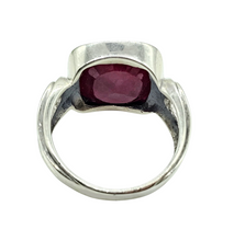 Load image into Gallery viewer, Cushion cut Ruby Ring, Size 9, 40th Anniversary Stone, 12 carats, Sterling Silver, July Birthstone, Energy Stone - GemzAustralia 