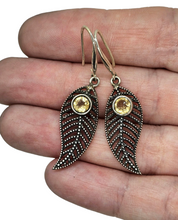 Load image into Gallery viewer, Citrine Earrings, Leaf Design, Sterling Silver, November Birthstone, Luck &amp; Fortune Stone, Wealth and Success Stone - GemzAustralia 