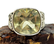 Load image into Gallery viewer, Lemon Quartz Heart Ring, Size P 1/2, Sterling Silver, 9 carats, Cushion Faceted, Powerful Gemstone, Mental Clarity - GemzAustralia 