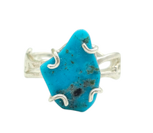 Load image into Gallery viewer, Kingman Turquoise Ring, Size 7.25, Sterling Silver, December Birthstone, Blue Turquoise, Protection Stone - GemzAustralia 