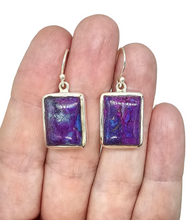 Load image into Gallery viewer, Mojave Turquoise Earrings, Sterling Silver, Rectangle Shaped, Purple Turquoise Earrings, Goddess Gemstone, Protection Gemstone - GemzAustralia 