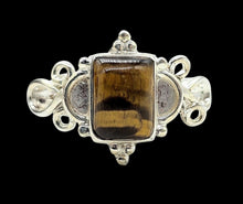 Load image into Gallery viewer, Ornate Tiger's Eye Ring, Size 8, Sterling Silver, Rectangle Shaped, Kundalini Awakening, Courage Gemstone, Protection Amulet, Leo Zodiac
