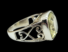 Load image into Gallery viewer, Lemon Quartz Heart Ring, Size P 1/2, Sterling Silver, 9 carats, Cushion Faceted, Powerful Gemstone, Mental Clarity - GemzAustralia 
