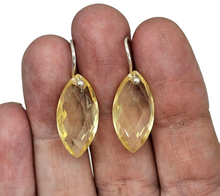 Load image into Gallery viewer, Lemon Quartz Earrings, Marquise Checkerboard Faceted, Sterling Silver, Joy Gemstone, Confidence Stone, High Vibrational Stone - GemzAustralia 