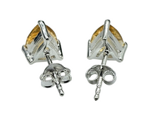 Load image into Gallery viewer, Citrine Studs, Trillion Shaped, Sterling Silver, November Birthstone - GemzAustralia 