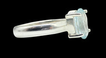 Load image into Gallery viewer, Oval Faceted Aquamarine Ring, Size 7, Sterling Silver, 19th Anniversary, March Birthstone, Solitaire Ring, Courage &amp; Communication Stone