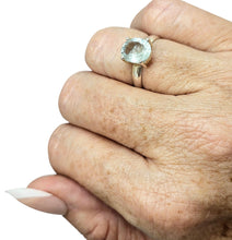 Load image into Gallery viewer, Oval Faceted Aquamarine Ring, Size 7, Sterling Silver, 19th Anniversary, March Birthstone, Solitaire Ring, Courage &amp; Communication Stone