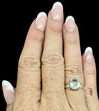 Load image into Gallery viewer, Oval Faceted Aquamarine Ring, Size 7, Sterling Silver, 19th Anniversary, March Birthstone, Solitaire Ring, Courage &amp; Communication Stone
