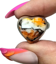 Load image into Gallery viewer, Heart Shaped Oyster Turquoise Ring, Size 8 1/2, Camouflage Stone, Sterling Silver, Love Stone, Heart Chakra, Hope and Courage Stone