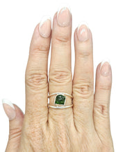 Load image into Gallery viewer, Rough Chrome Diopside Ring, Size 8, Siberian Emerald, Sterling Silver, Double Band, Holds Mysteries of the Universe
