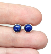 Load image into Gallery viewer, Lapis Lazuli Stud Earrings, Sterling Silver, Round Shaped, Protection Stone, Truth Stone, Relationships &amp; Love Stone - GemzAustralia 