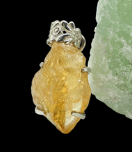 Load image into Gallery viewer, Raw Citrine Pendant, Sterling Silver, Rough Gemstone, November Birthstone, Prong Set, Happiness Gem, Success Stone - GemzAustralia 