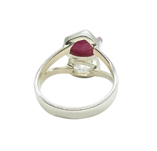 Load image into Gallery viewer, Raw Ruby &amp; Herkimer Diamond Ring, Size P 1/2, Sterling Silver, July and April Birthstones, Energy Stone - GemzAustralia 