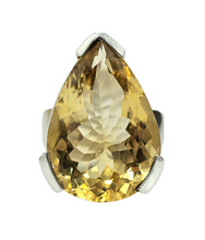 Load image into Gallery viewer, AAA Citrine Ring, Sterling Silver, Size M, Pear Faceted, 18 carats, November Birthstone, Money Stone, Success Gemstone, Abundance Gem - GemzAustralia 
