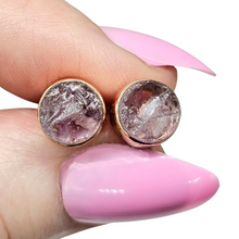 Load image into Gallery viewer, Rough Amethyst Studs, Rose Gold Plated Sterling Silver, February Birthstone, Raw Amethyst Stud Earrings, Protection Stone - GemzAustralia 
