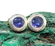 Load image into Gallery viewer, Iolite Studs, Water Sapphire, Round Faceted, Sterling Silver, Blue Violet Gemstone, Connects to Angels, Viking's Compass - GemzAustralia 