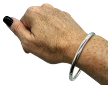 Load image into Gallery viewer, Solid 925 Sterling Silver Golf Bangle, 61mm, Thick 6mm width, Minimalist Silver Bangle, Stacker Bangle, New - GemzAustralia 