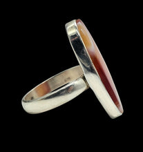 Load image into Gallery viewer, Oval Botswana Agate Ring, Size 7 3/4, Sterling Silver, The Stone of Change, Orange &amp; White banded Gemstone,  Harmony Stone - GemzAustralia 