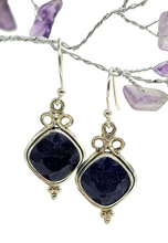 Load image into Gallery viewer, Australian Blue Sapphire Earrings, 10.5 carats, Sterling Silver, Diamond faceted, September Birthstone, Wisdom Stone, Love Stone - GemzAustralia 