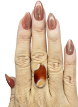 Load image into Gallery viewer, Oval Botswana Agate Ring, Size 7 3/4, Sterling Silver, The Stone of Change, Orange &amp; White banded Gemstone,  Harmony Stone - GemzAustralia 