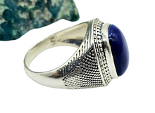Load image into Gallery viewer, Men's Lapis Lazuli Ring, Size 13, Sterling Silver, Bold Oversized Rectangle Shape, Protection Gemstone - GemzAustralia 