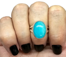 Load image into Gallery viewer, Peruvian Amazonite Ring, Size 7, Sterling Silver, Natural Glowing Seafoam Blue Green Colour, Amazing Natural Gemstone - GemzAustralia 