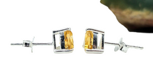 Load image into Gallery viewer, Citrine Studs, Trillion Shaped, Sterling Silver, November Birthstone - GemzAustralia 