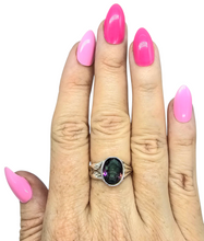 Load image into Gallery viewer, Mystic Topaz Ring, Size 8, Sterling Silver, Oval Shaped, Purple Green Gemstone, Fire Topaz, Rainbow Topaz, Alaskan Ice - GemzAustralia 