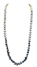 Load image into Gallery viewer, Freshwater Nugget Pearl Necklace, 30 inches, Tri Colour Pearl Strand, White, Grey and Black Baroque Pearls, High Lustre - GemzAustralia 