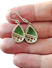 Load image into Gallery viewer, Green Mojave Turquoise Earrings, Pear Shaped, Sterling Silver, Protection Stone, Connects with Great Spirit of the Sky, Power Stone - GemzAustralia 