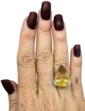 Load image into Gallery viewer, AAA Citrine Ring, Sterling Silver, Size M, Pear Faceted, 18 carats, November Birthstone, Money Stone, Success Gemstone, Abundance Gem - GemzAustralia 