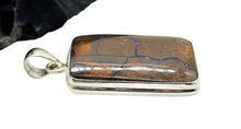 Load image into Gallery viewer, Rectangle Boulder Opal Pendant, Solid Opal, Australian Opal, Sterling Silver, October Birthstone, Precious Stone - GemzAustralia 