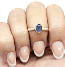 Load image into Gallery viewer, Oval Faceted Tanzanite Ring, Size 6.75, Sterling Silver, 1.2 Carats, Invites Protection and Safety, Spiritual Gemstone, Natural