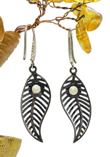 Load image into Gallery viewer, Citrine Earrings, Leaf Design, Sterling Silver, November Birthstone, Luck &amp; Fortune Stone, Wealth and Success Stone - GemzAustralia 