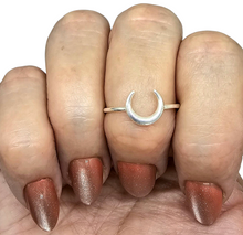 Load image into Gallery viewer, Crescent Moon Ring, Sterling Silver, Celestial Ring, Night Sky Jewellery, Represents Intuition and Femininity - GemzAustralia 