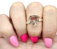 Load image into Gallery viewer, Trillion Ametrine Ring, Size 9, Sterling Silver, Combination of Amethyst &amp; Citrine, Trystine Crystal, Bolivianite, Stone of Balance - GemzAustralia 