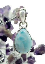 Load image into Gallery viewer, Larimar Pendant, Sterling Silver, Stone of Atlantis, Dolphin Stone, Pear Shaped, Spiritual Gemstone, Volcanic Gemstone - GemzAustralia 