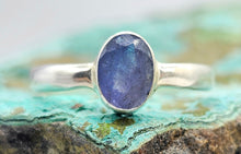 Load image into Gallery viewer, Oval Faceted Tanzanite Ring, Size 6.75, Sterling Silver, 1.2 Carats, Invites Protection and Safety, Spiritual Gemstone, Natural