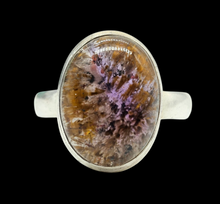 Load image into Gallery viewer, Oval Super Seven ring, Cacoxenite Stone, Melody Stone Ring, Size R, Sterling Silver, Opens all senses, Wellness Stone - GemzAustralia 